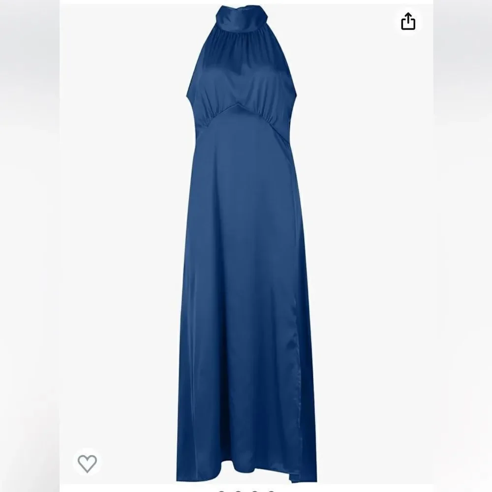 Satin Fall Solid Color Sexy High Waist Slit Neck Evening Dress Homecoming Dress - Picture 3 of 15